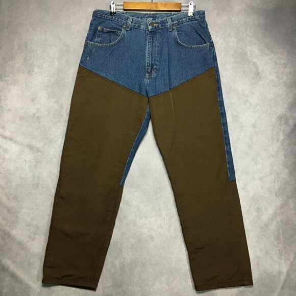 Wrangler Mens Nylon Leg Field Blue Jeans size 34x30 Denim Brush Work Pants - Picture 3 of 10